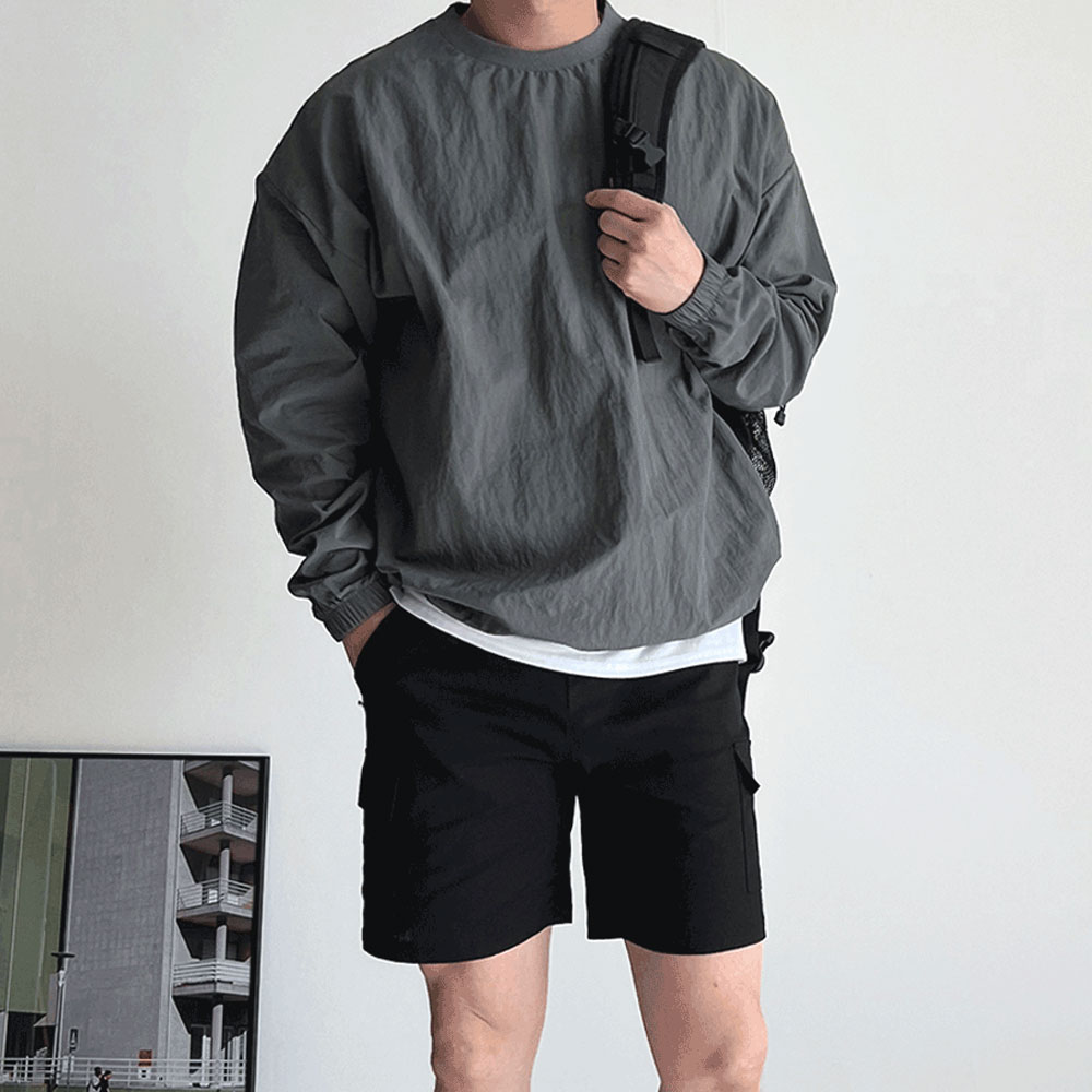 1+1 나일론맨투맨 바람막이맨투맨 오버핏 - 상세 이미지 4