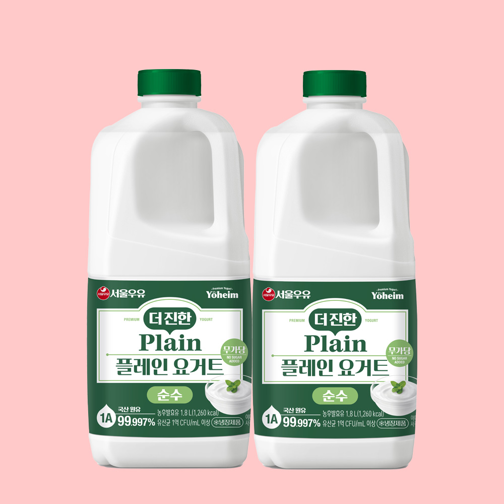 서울우유 더진한 플레인요거트 순수무가당1800ml 2입팩 토핑 수제그릭요거트 레시피