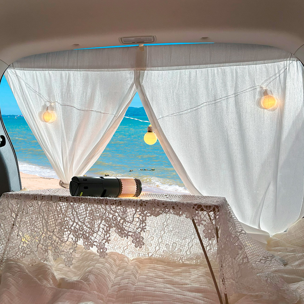 차량 햇빛 가리개 트렁크 일체형 이지 차박 커튼 95x125cm 가로115cm까지 설치 - 상세 이미지 5