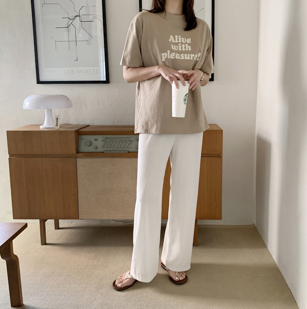 오버핏 위드 나염 프린팅 레터링 여름 여성 티셔츠 면 라운드 박스티 여자 반팔티 - 상세 이미지 2