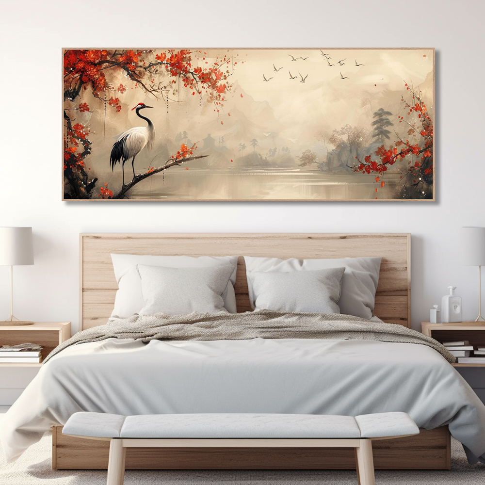 황금학의 비상 150x60cm 무광화이트 알루미늄 액자 학그림 - 상세 이미지 5