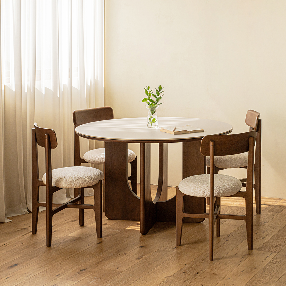 오아르 원목 포세린 세라믹 원형 식탁 테이블 1200