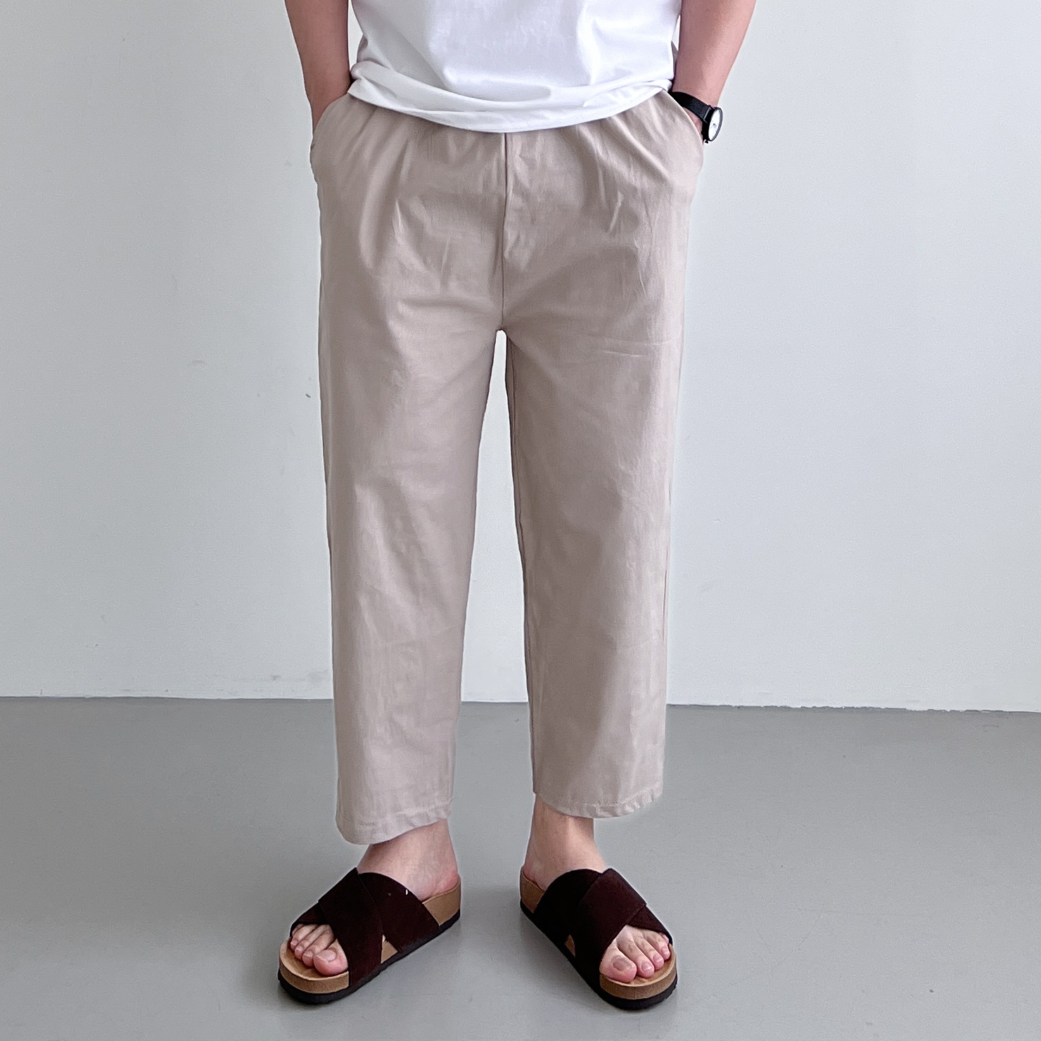 1+1 남자린넨와이드팬츠 남자린넨슬랙스 항아리바지 - 상세 이미지 5