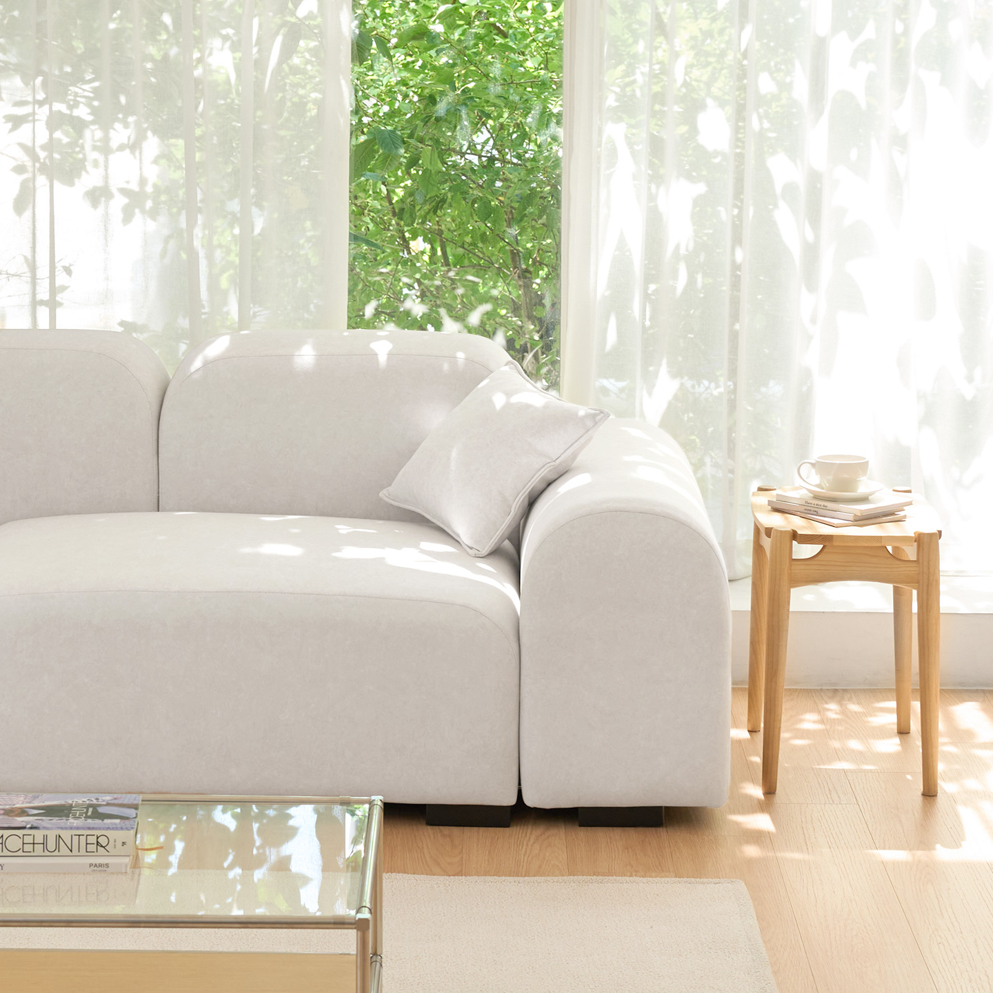 데일리리빙 루나 조야 패브릭 모듈 소파 스툴미포함, 크림아이보리, 3인용