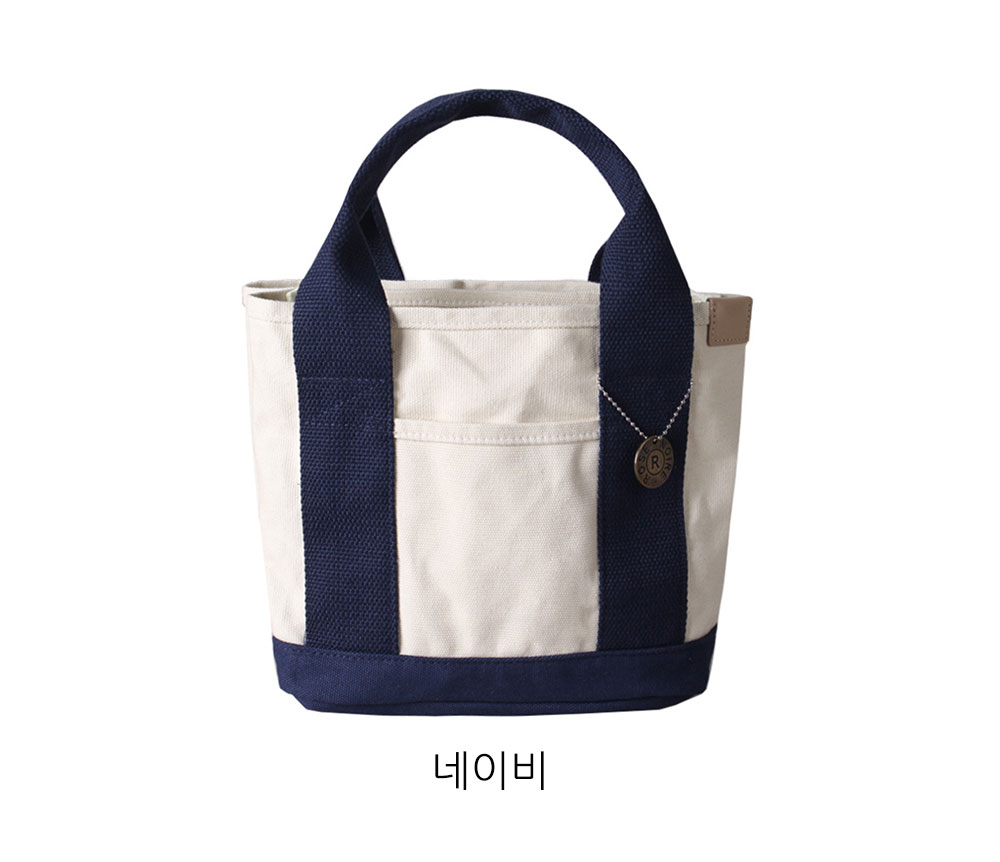 여성 캔버스 미니 토트백 가벼운 손목 팔목 분리수납 심플한 작은 에코손가방 - 상세 이미지 3