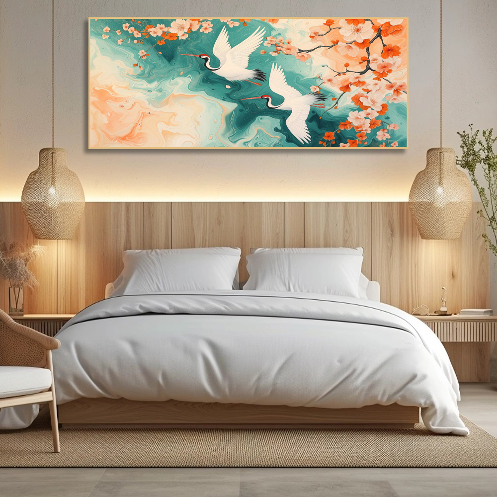 황금학의 비상 150x60cm 무광화이트 알루미늄 액자 학그림 - 상세 이미지 2