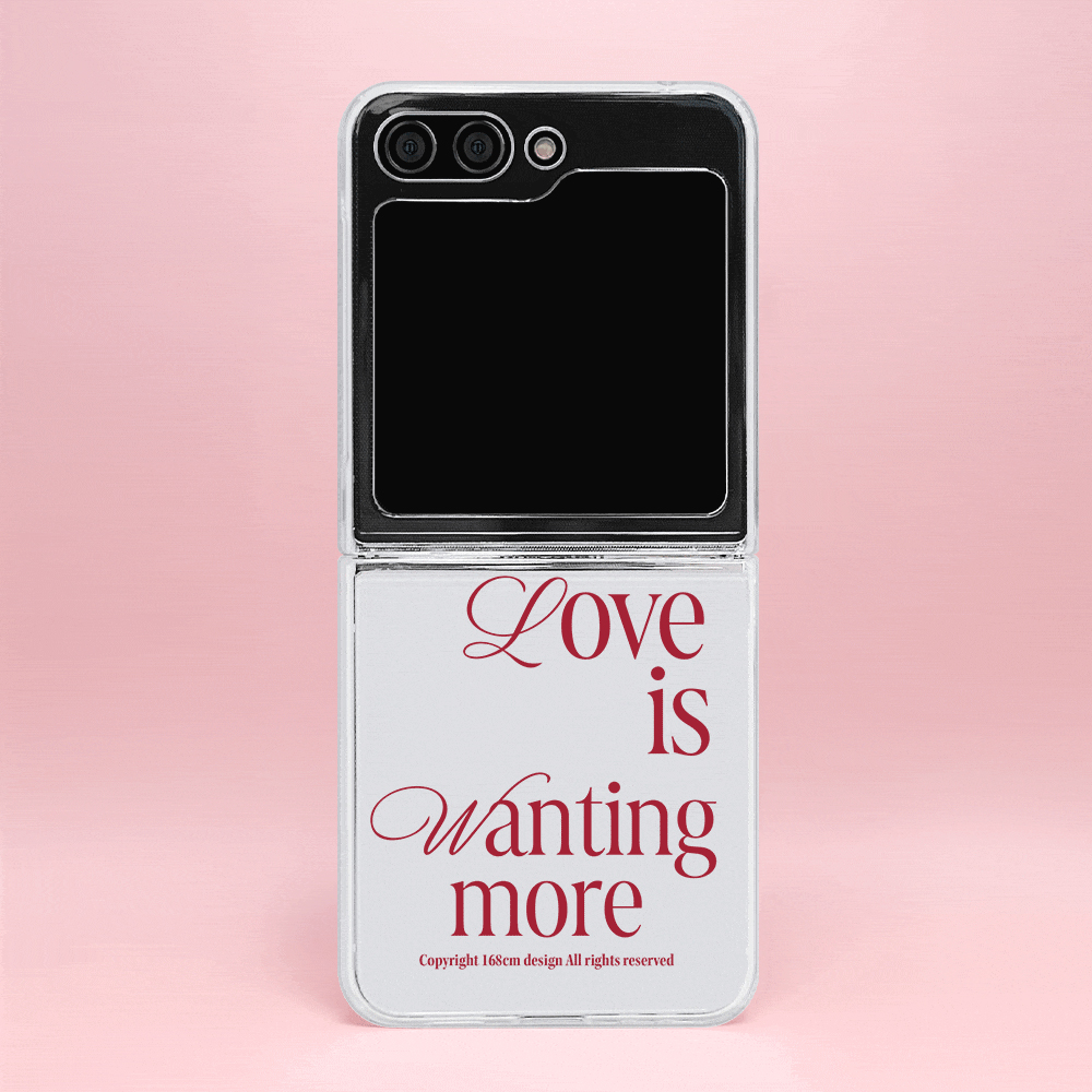 갤럭시 Z플립5 케이스 투명 하드 커플 Love is 레드 - 상품 이미지