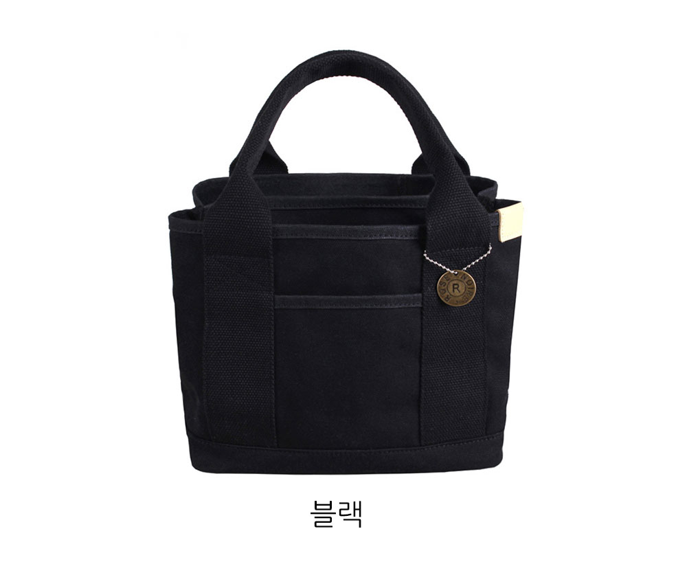 여성 캔버스 미니 토트백 가벼운 손목 팔목 분리수납 심플한 작은 에코손가방 - 상세 이미지 4