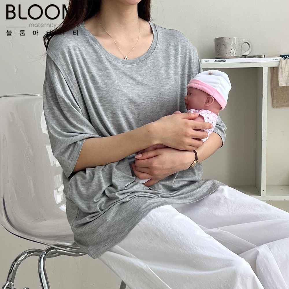 블룸마터니티 루즈핏 반팔 수유티셔츠 수유복 - 상세 이미지 4