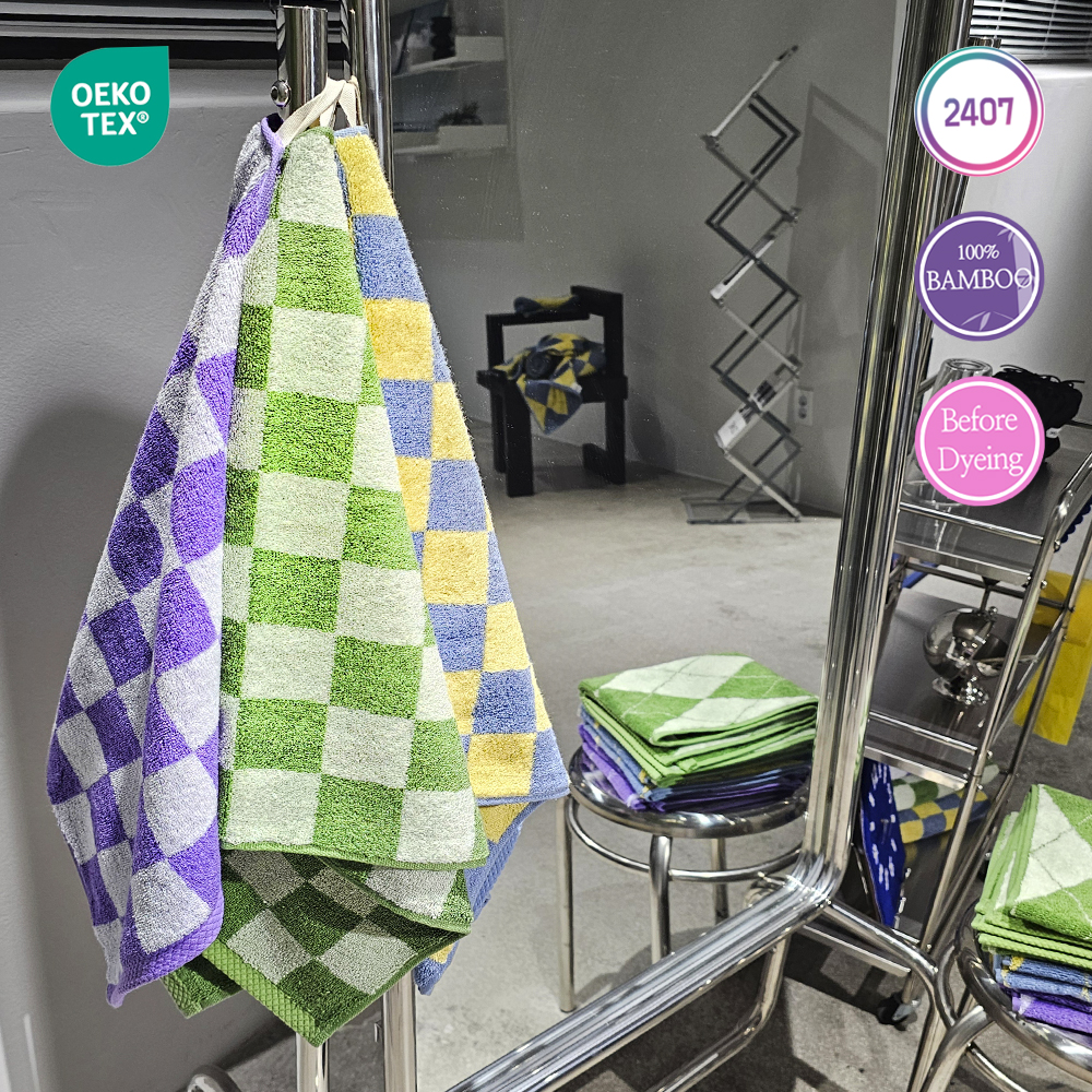 아가일 체크 패턴수건 체커보드 뱀부타올 프리미엄 호텔수건 6매 선물세트