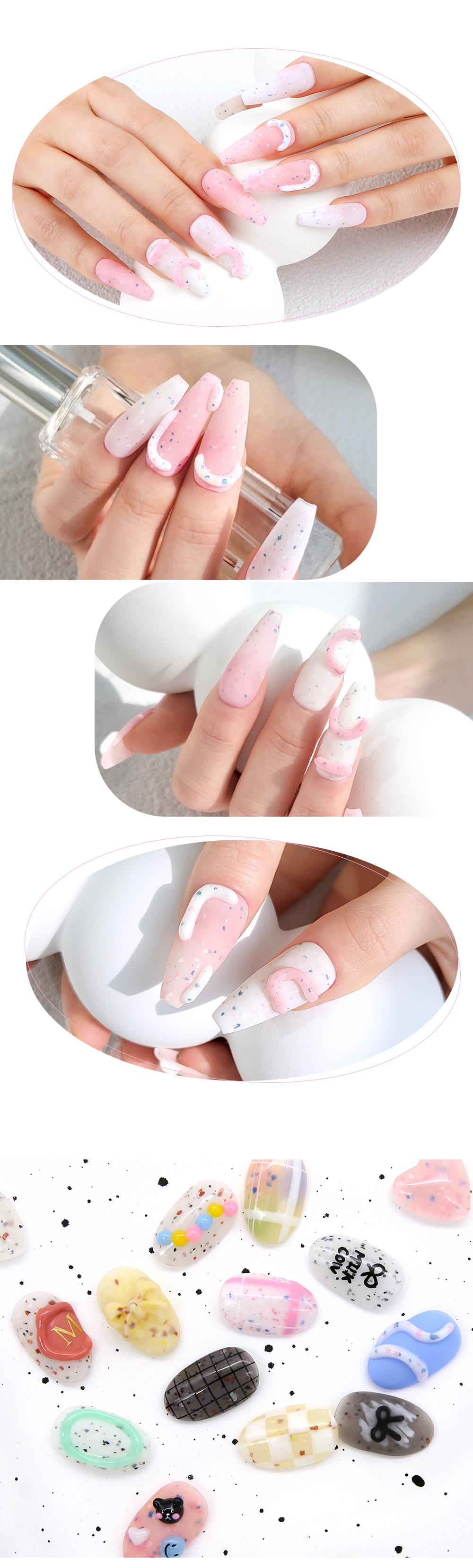 JELLO JELLO Milky Terrazzo sparkle gel nail demonstration