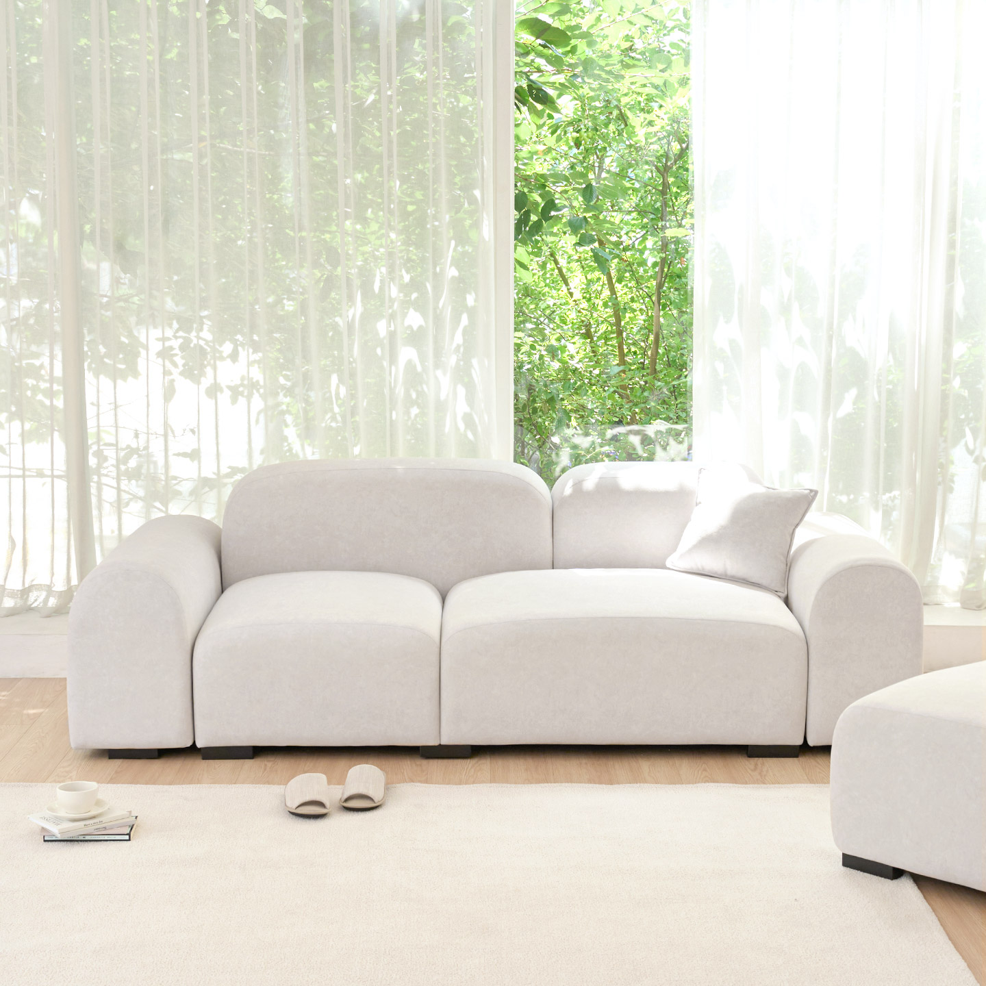 데일리리빙 루나 조야 패브릭 모듈 소파 스툴미포함, 크림아이보리, 3인용