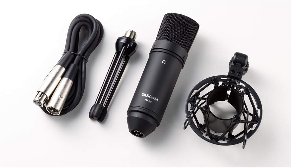 타스캠 TASCAM 콘덴서 마이크 홈레코딩 녹음 보컬 TM-80 스탠드 포함 블랙 실버 - 상세 이미지 4
