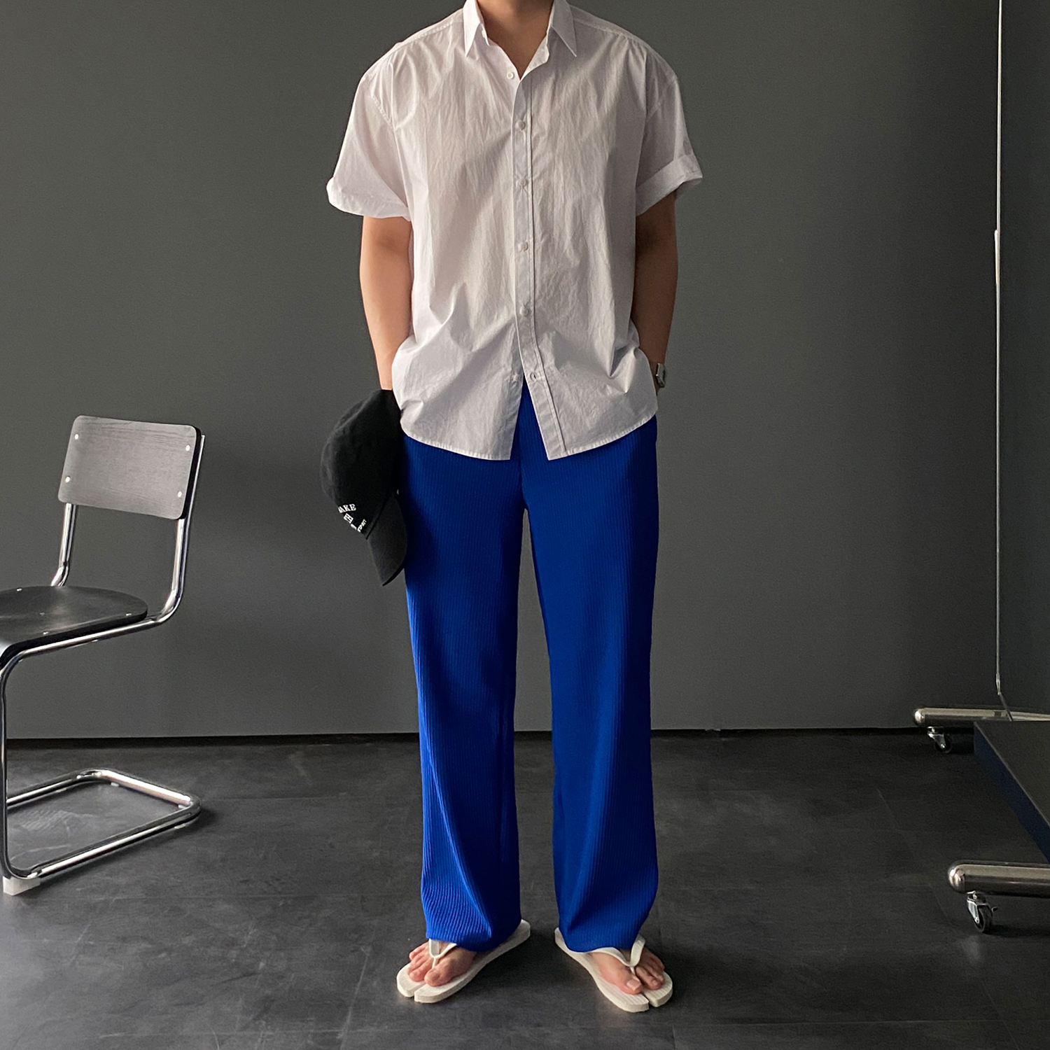 남자플리츠팬츠 남자와이드팬츠 - 상세 이미지 3