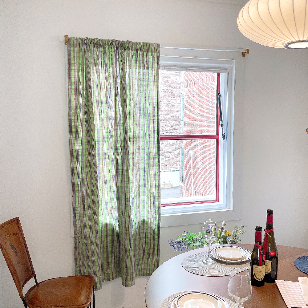 바이아미 시크릿 체크 빈티지 레트로 맞춤 커튼