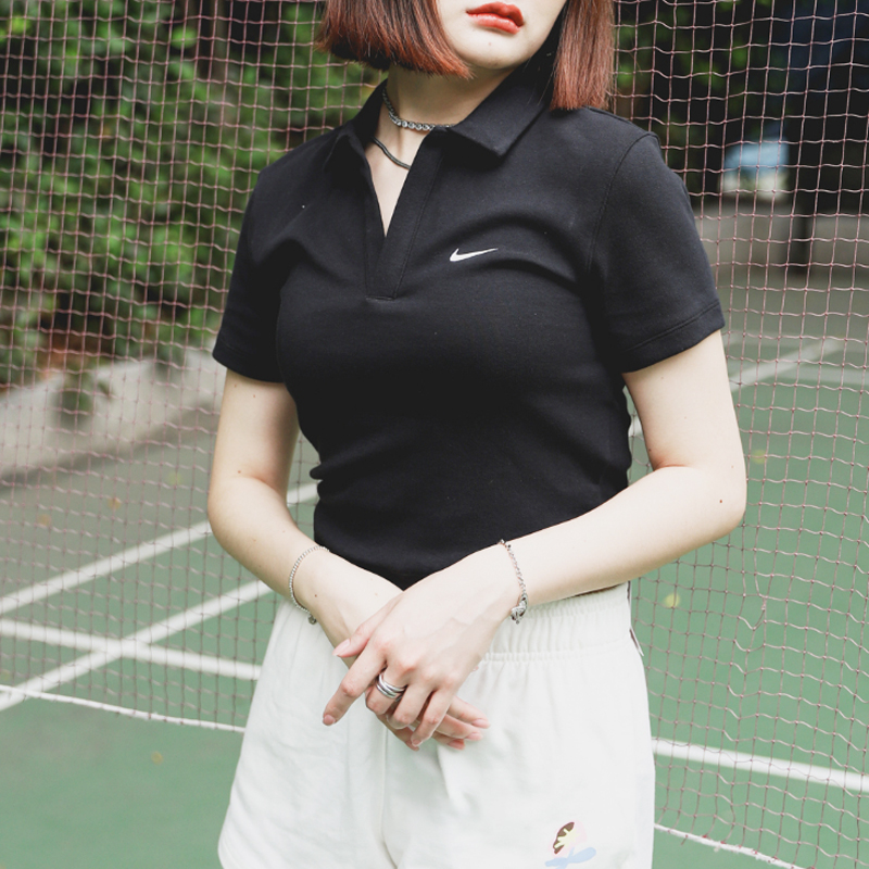 나이키 여성 크롭 반팔 카라 티셔츠 여름 골프 폴로티 DV7885블랙, M 이미지 6