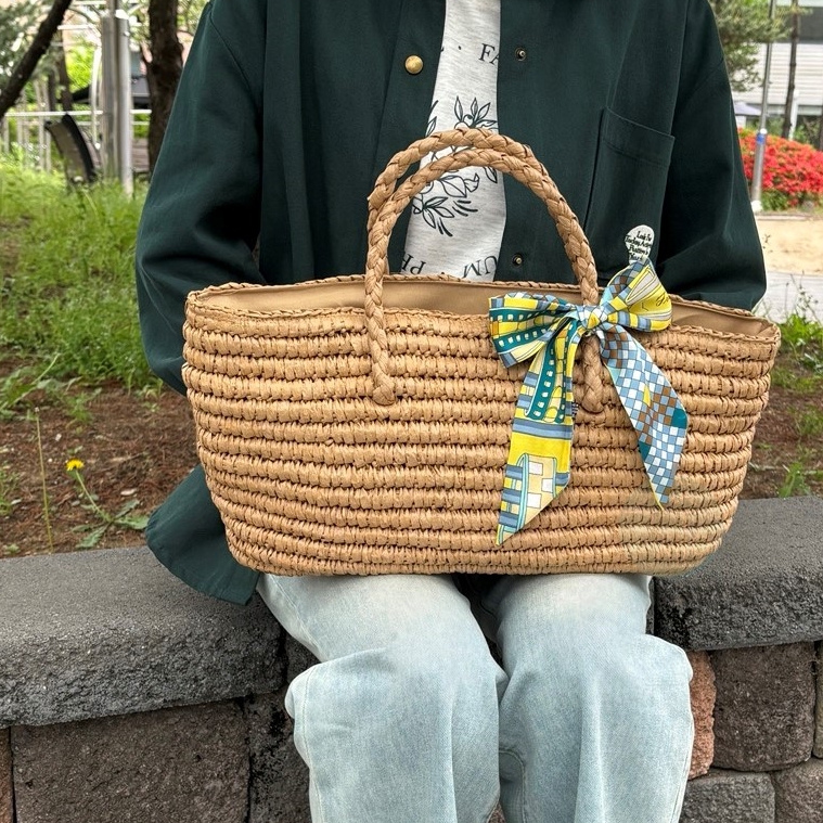 라피아백 왕골 비치백 보부상가방 여름 데일리 뜨개가방 이미지 7