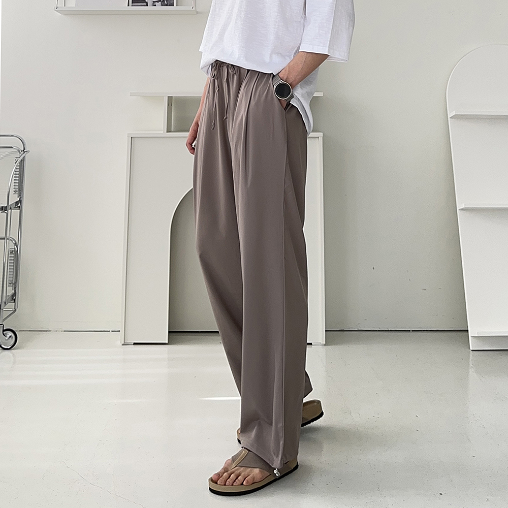 남자 냉장고바지 아이스 밴딩 와이드 팬츠