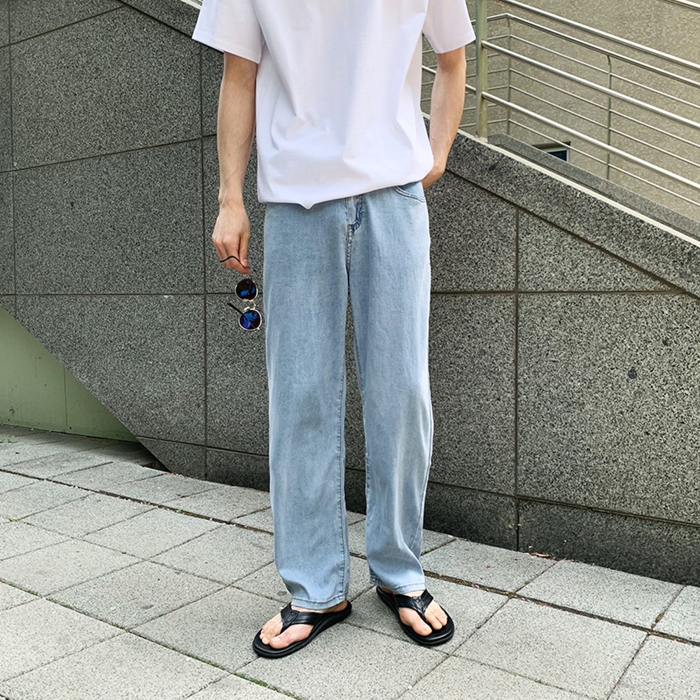 남성여름청바지 남자와이드청바지 연청바지 이미지 3