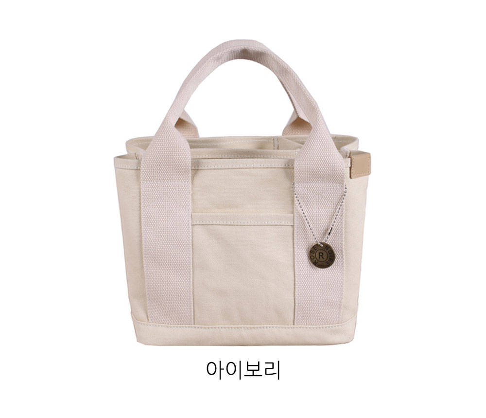 여성 캔버스 미니 토트백 가벼운 손목 팔목 분리수납 심플한 작은 에코손가방 - 상세 이미지 2