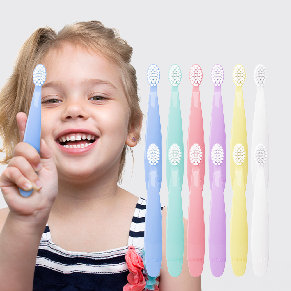 래디어스 토츠 파스텔 12개 18개월-7세 유치원 유아 칫솔 두돌아기칫솔