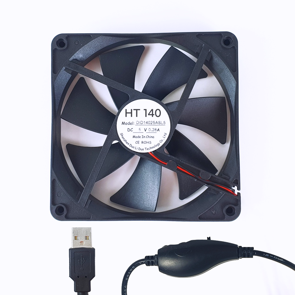 140mm 저소음 DC 소형 냉각 팬모터 쿨러 속도조절 USB 쿨링 팬 - 상품 이미지