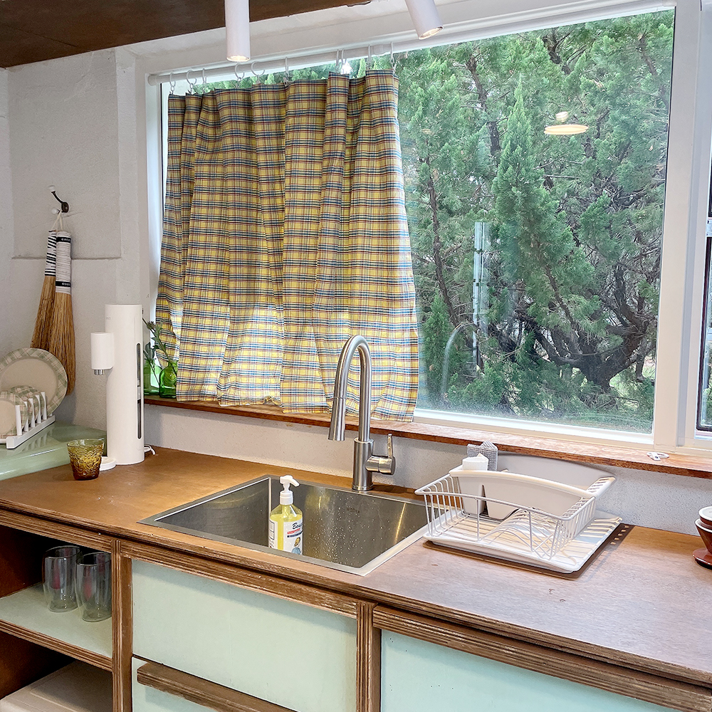 바이아미 시크릿 체크 빈티지 레트로 맞춤 커튼