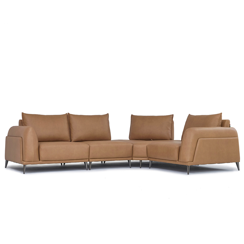 포레스트 코너형 애닐린 전체 천연가죽 전동 스윙 무빙 쏘랩 소파