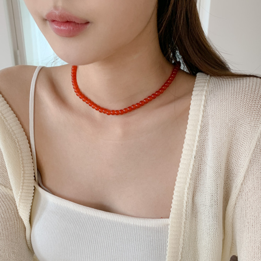 [❤당일출고❤구슬목걸이/23종] 라운드 레드 블랙 구슬  비드 원석 목걸이 모음 *2개이상 구매시 할인 상세 이미지 129
