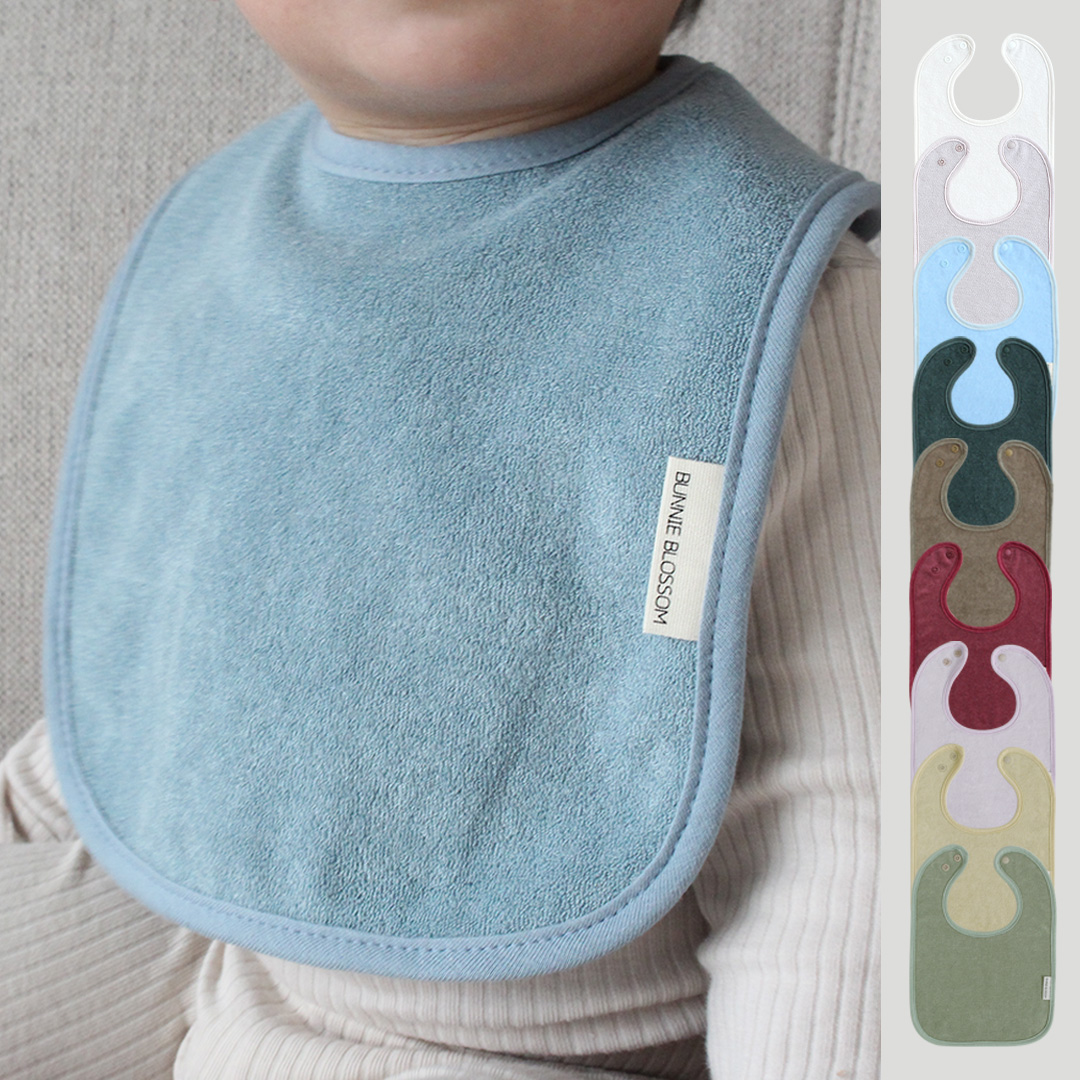 바니블라썸 턱받이 아기 빅라운드테리 테리빕 유아 턱받이 두겹 페일블루 국내제작