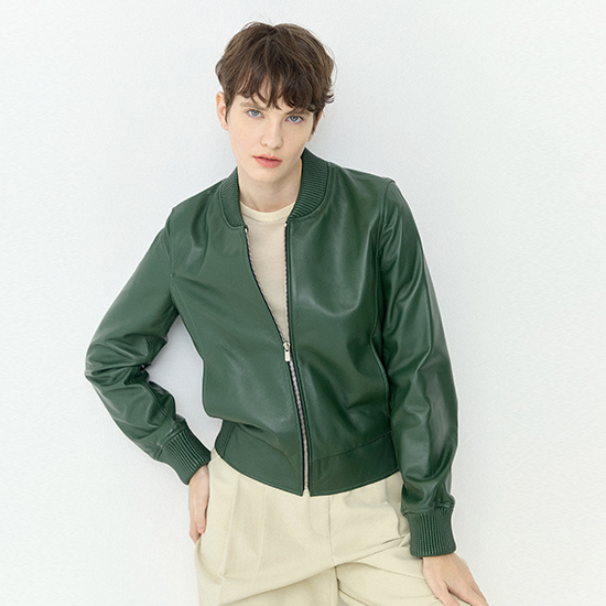 [로보] 클래식 봄버 레더 재킷 GJK23A015