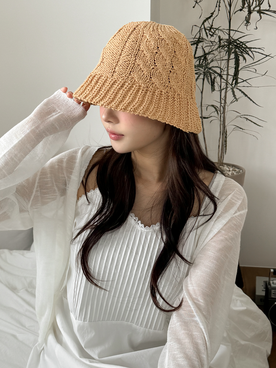메이 꽈배기 짜임 여름 밀짚 라탄 벙거지 모자 4color 상세 이미지 18