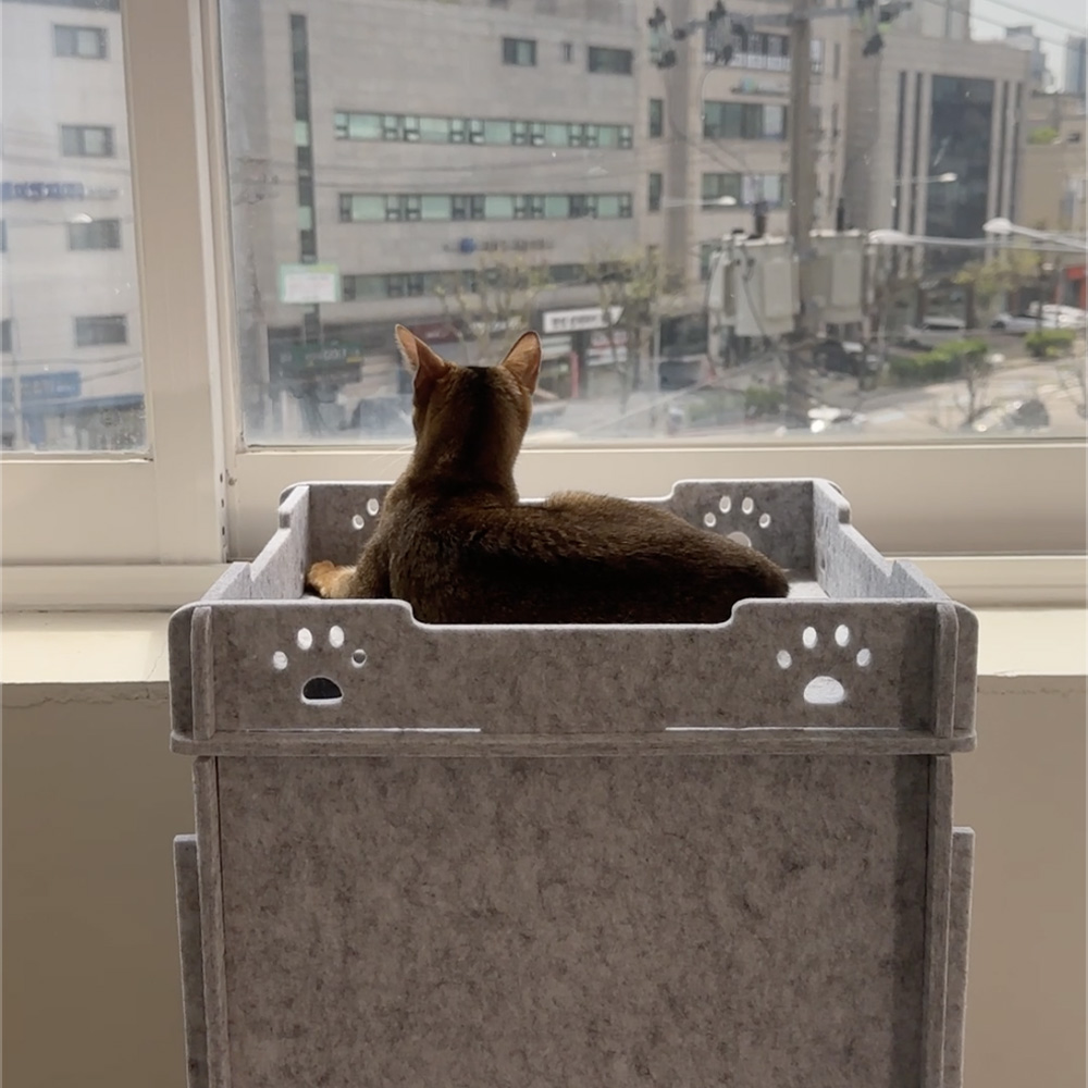 MIAMIA 펠트 고양이 숨숨 집 터널 캣타워 대형