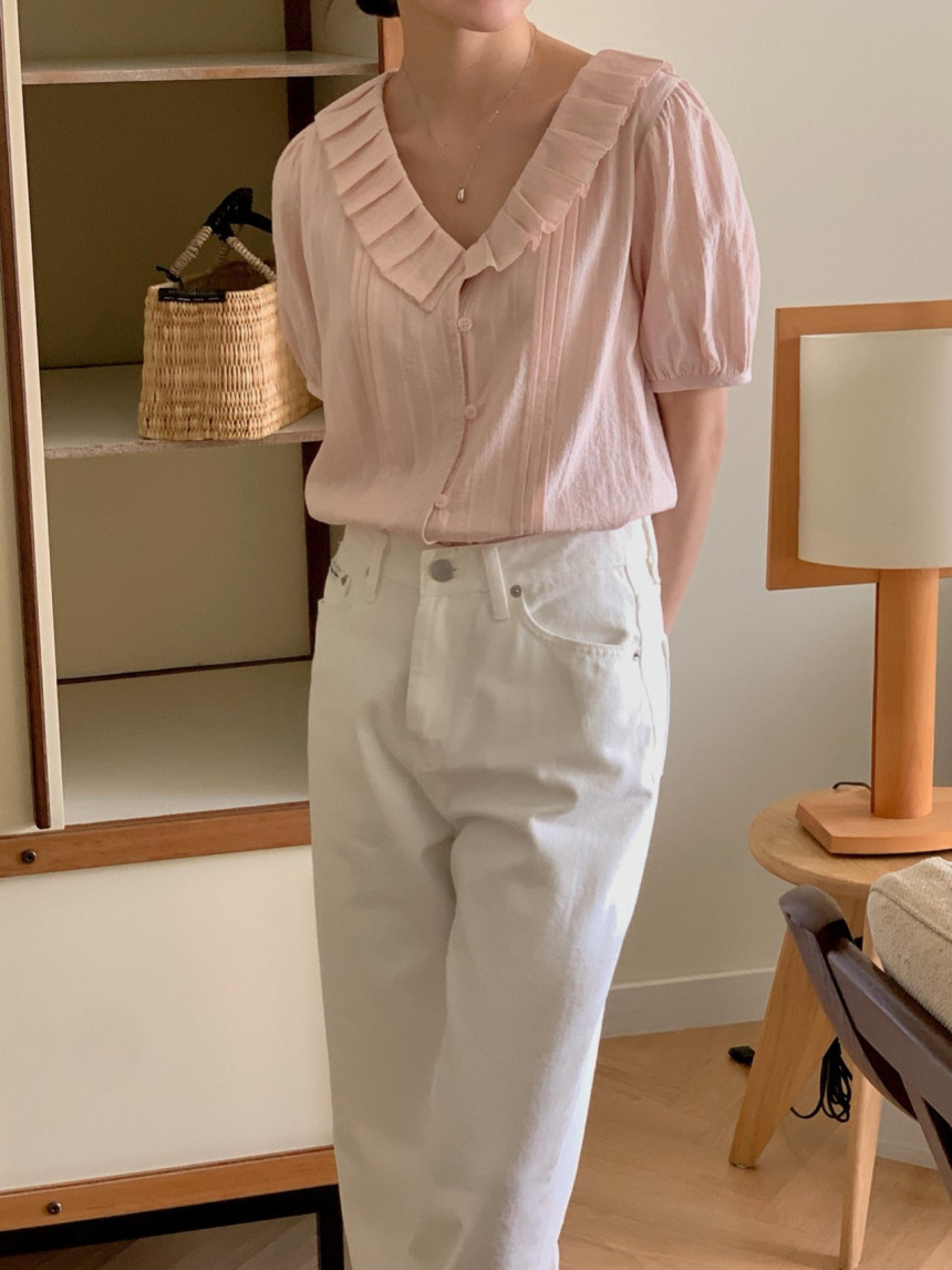 클로젯스토리지 [🎀하객블라우스 ] 리브레 세라 프릴 레이스 셔링 여름 블라우스 3color