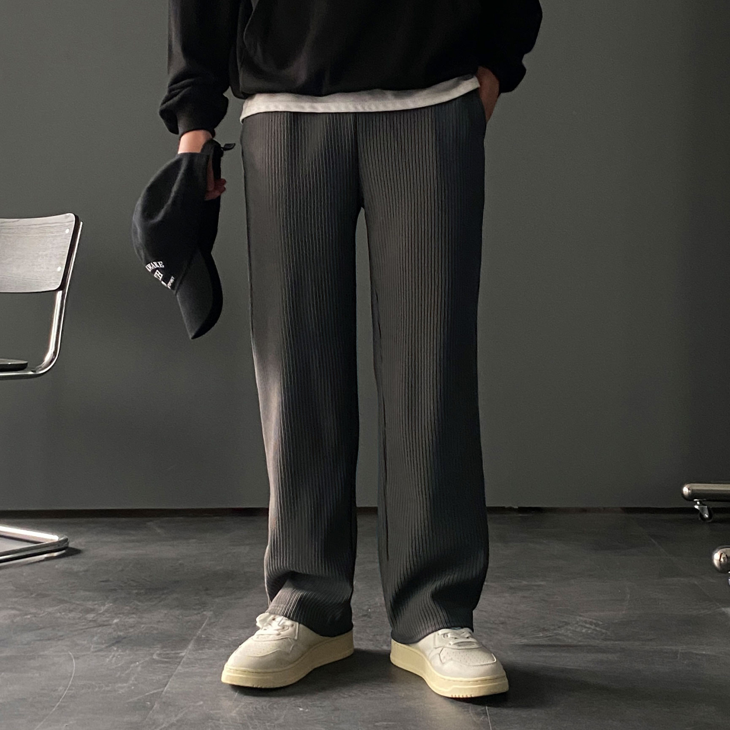 남자플리츠팬츠 남자와이드팬츠 - 상세 이미지 4