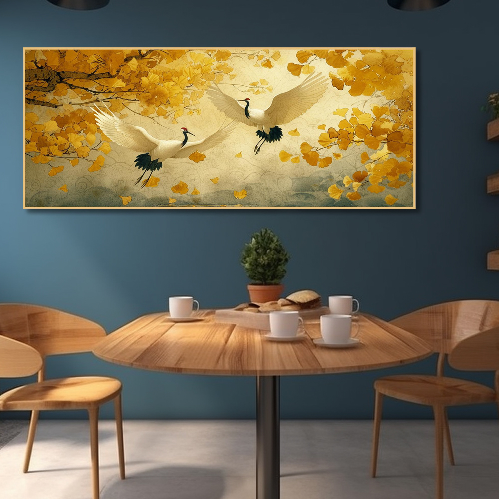 황금학의 비상 150x60cm 무광화이트 알루미늄 액자 학그림 - 상세 이미지 4