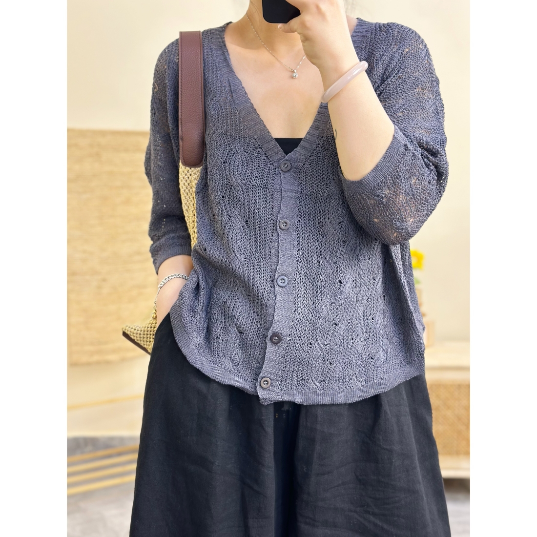 여름가디건 펀칭가디건 미시옷 엄마옷 - 상세 이미지 3