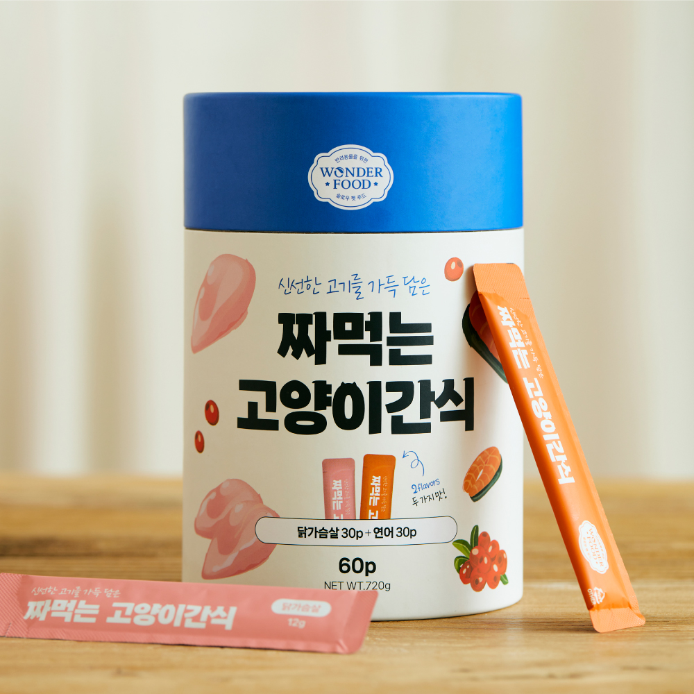 4+1 원더푸드 짜먹는 고양이 간식 츄르타입 닭+연어+참치 60p - 상세 이미지 3