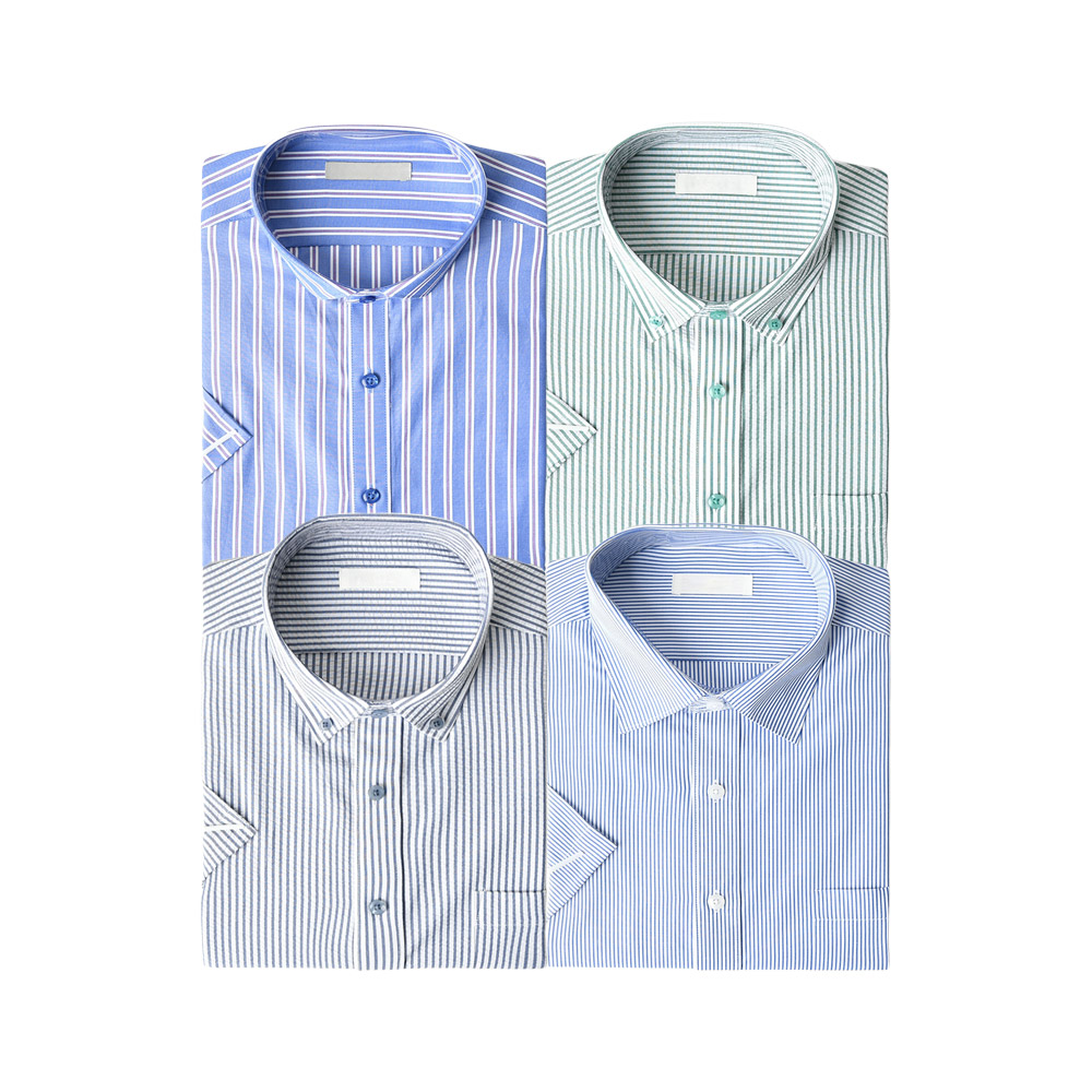 남자 여름 반팔 와이셔츠 버튼다운 스트라이프 정장 남방 빅사이즈 드레스