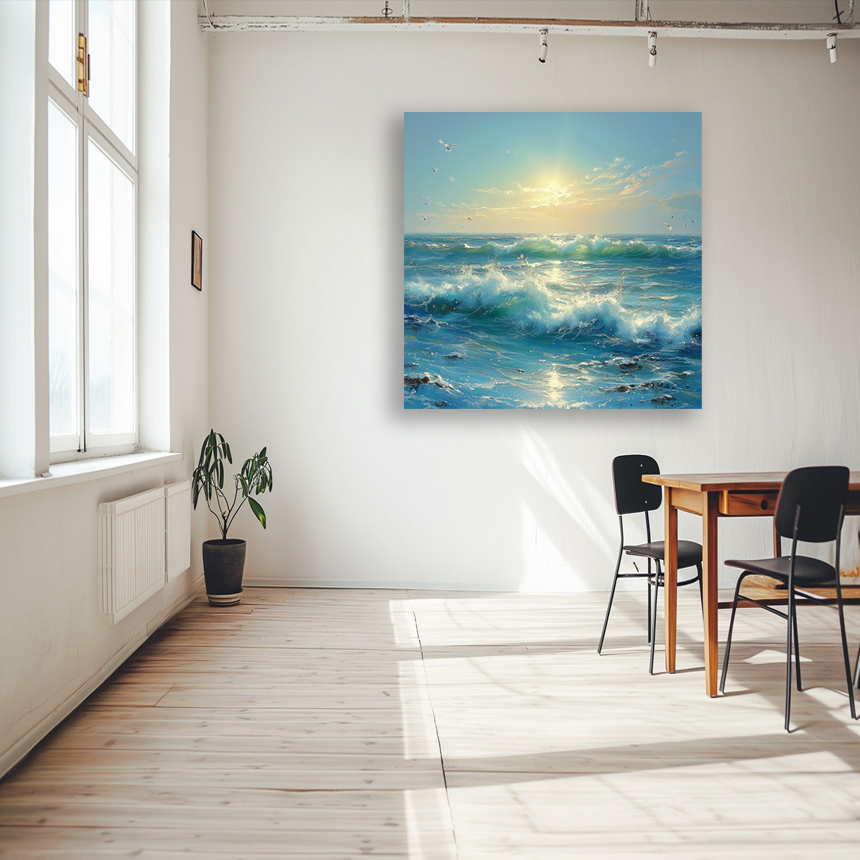 상상파도 45cm x 45cm 캔버스액자 바다그림 풍경화 - 상세 이미지 3