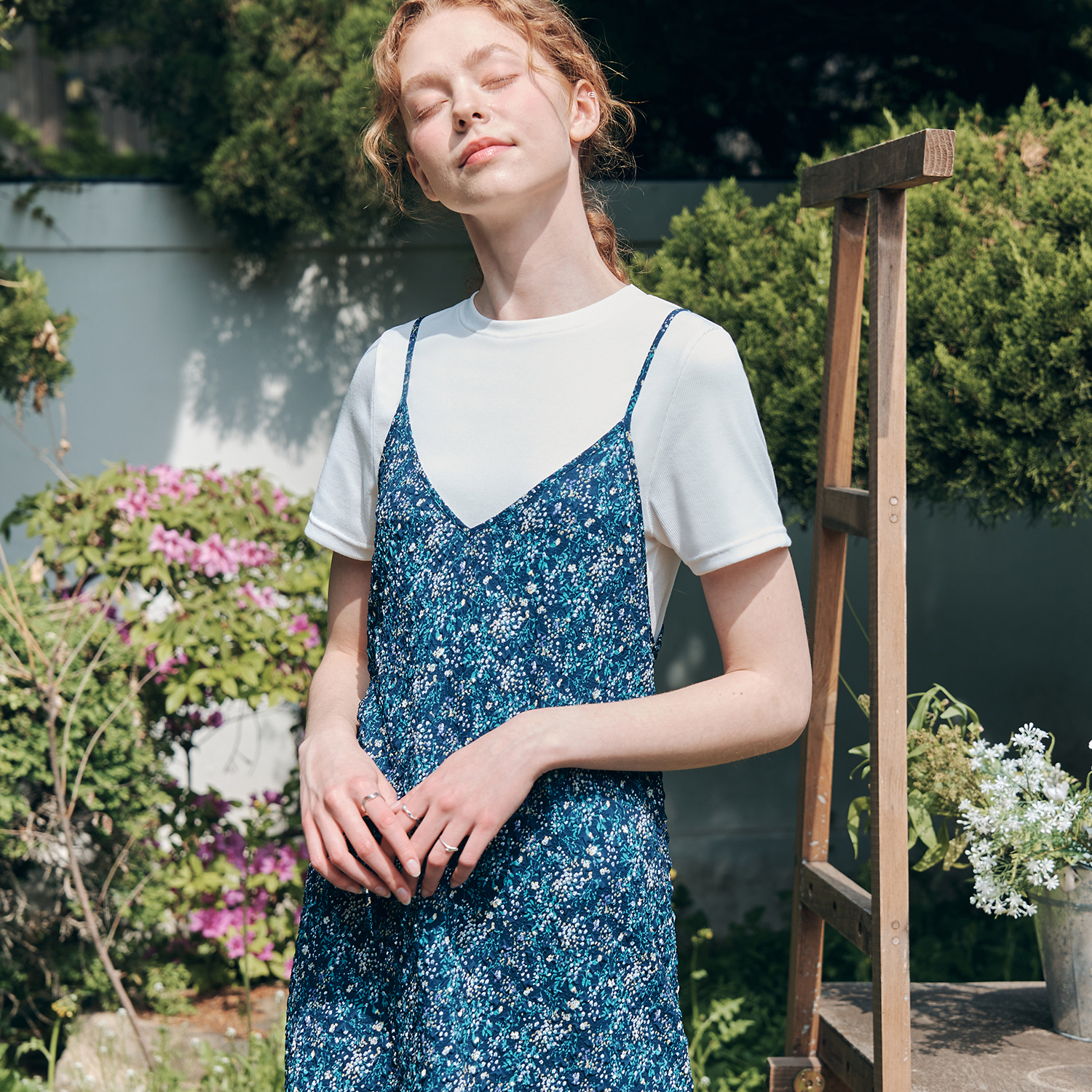 [균일가][제로스트릿]브이넥 플라워 원피스 V NECK FLOWER ONEPIECE / NAVY 이미지 3