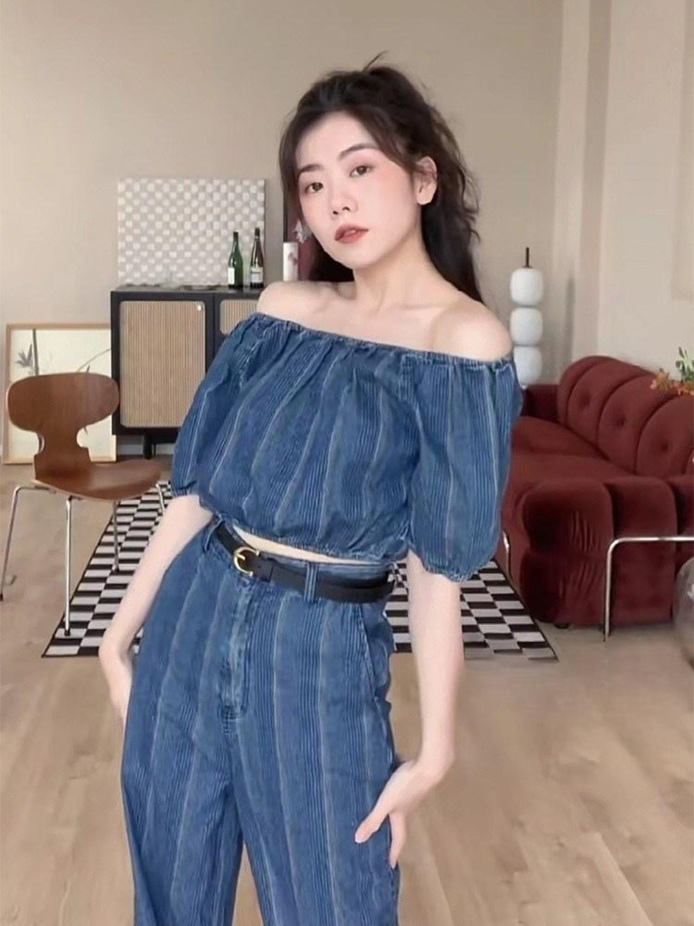 미녀와 순정남 임수향 박도라 데님 투피스 오프숄더 청순한 - 상세 이미지 3