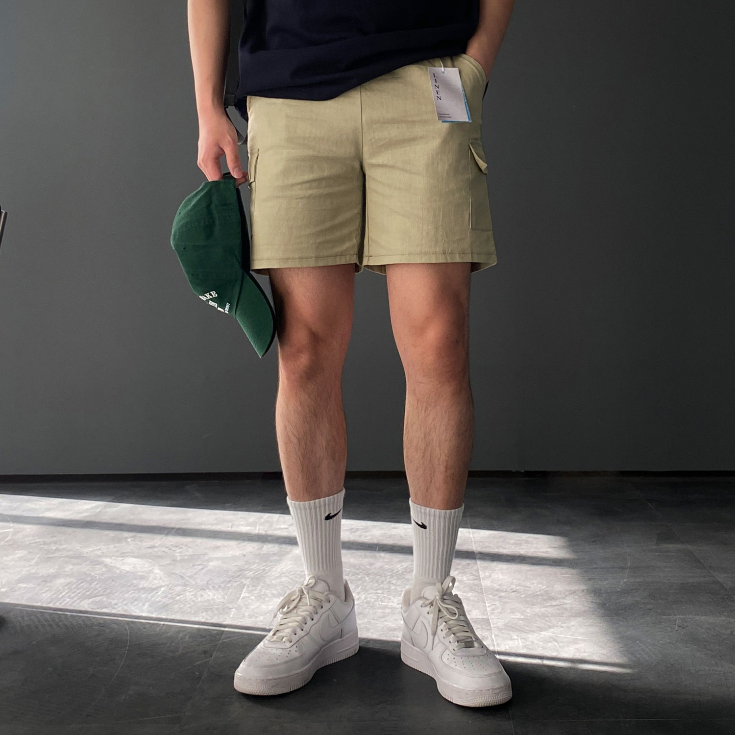 카고반바지 남자린넨반바지 흰색반바지 - 상세 이미지 2