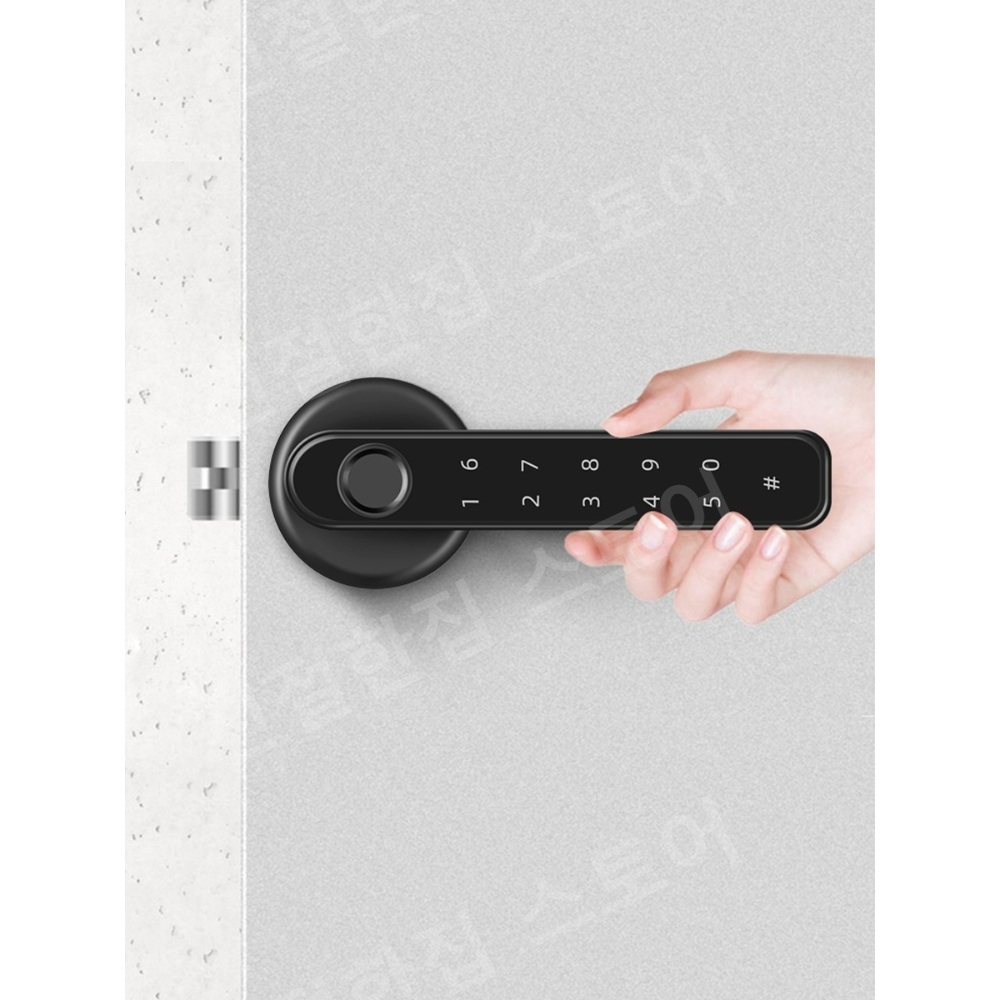 실내 도어락 지문인식 나무문 침실 오피스 목문손잡이 손잡이 스마트 방문설치 - 상품 이미지