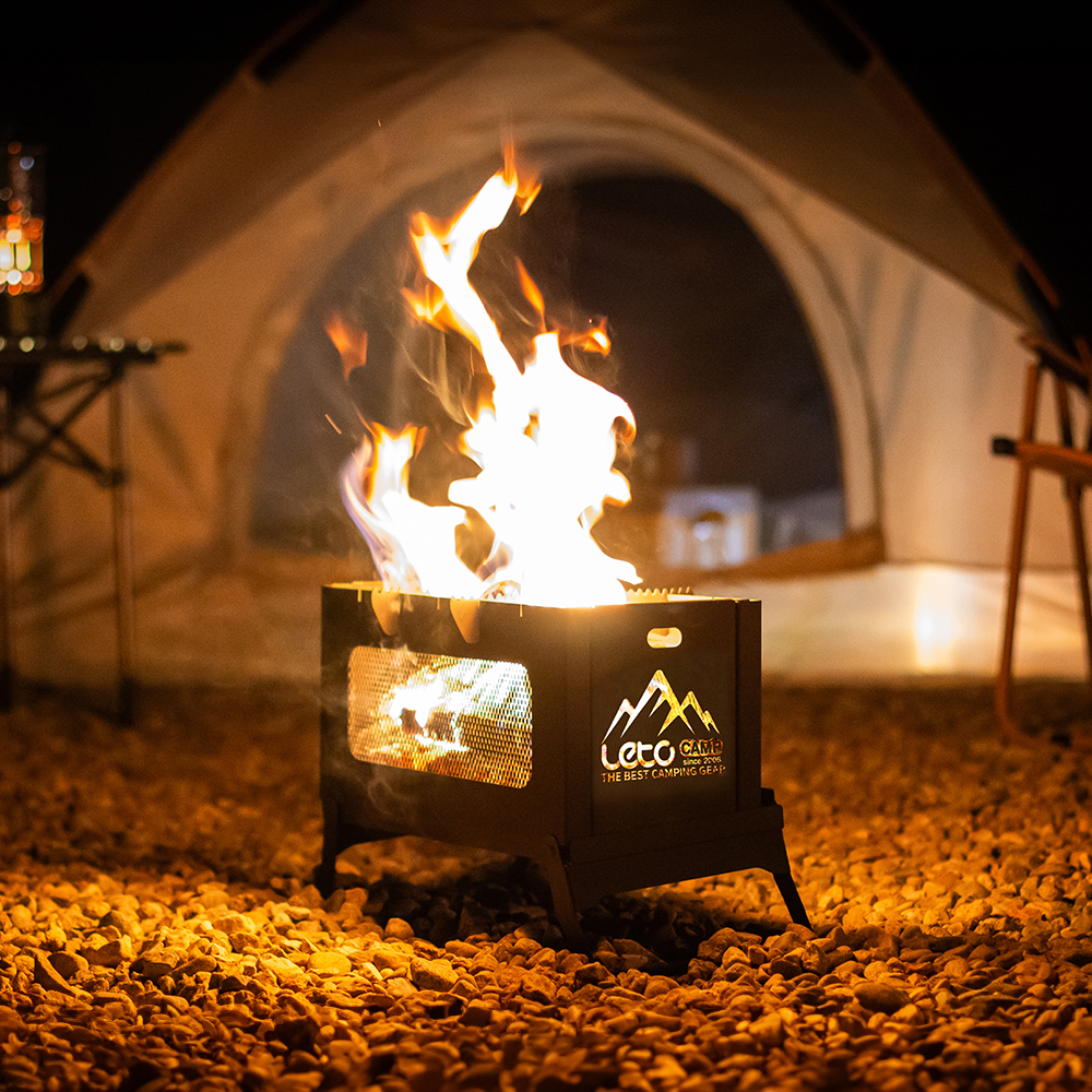 레토 감성 불멍 캠핑 화로대 접이식 스퀘어 바베큐그릴 화롯대 LCP-FS04