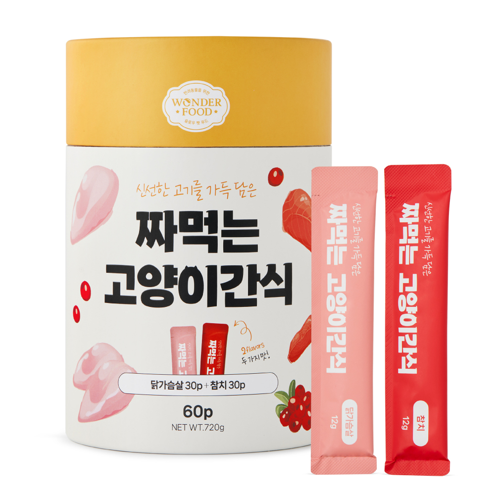 4+1 원더푸드 짜먹는 고양이 간식 츄르타입 닭+연어+참치 60p 이미지 6