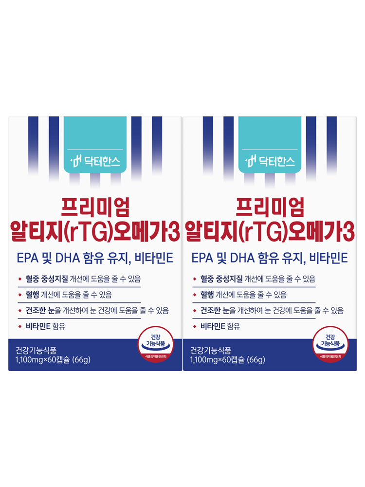 닥터한스 프리미엄 알티지 rTG 오메가3 노르웨이산 DHA EPA 함유 60정, 2개 : 닥터한스TV