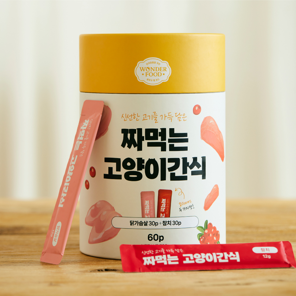 4+1 원더푸드 짜먹는 고양이 간식 츄르타입 닭+연어+참치 60p 이미지 7