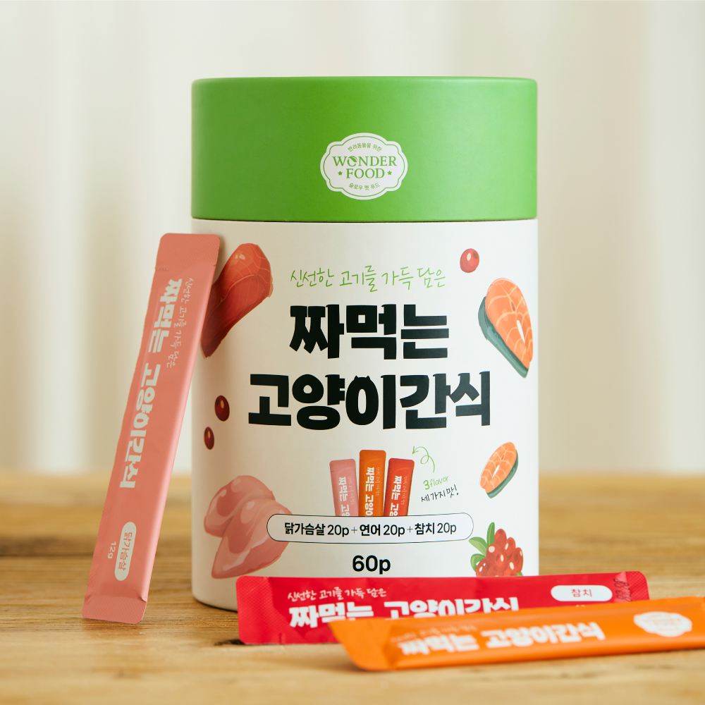 4+1 원더푸드 짜먹는 고양이 간식 츄르타입 닭+연어+참치 60p - 상세 이미지 5