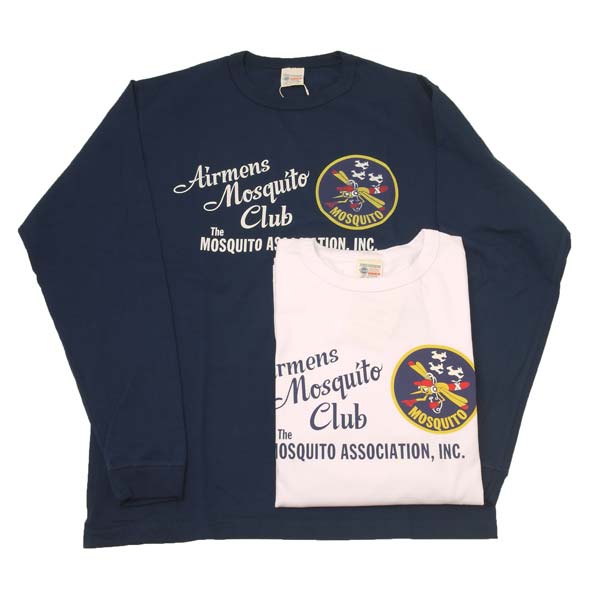 버즈릭슨 AIRMENS Mosquito Club 긴팔 티셔츠 BR69060 화이트 네이비 - 메인 이미지
